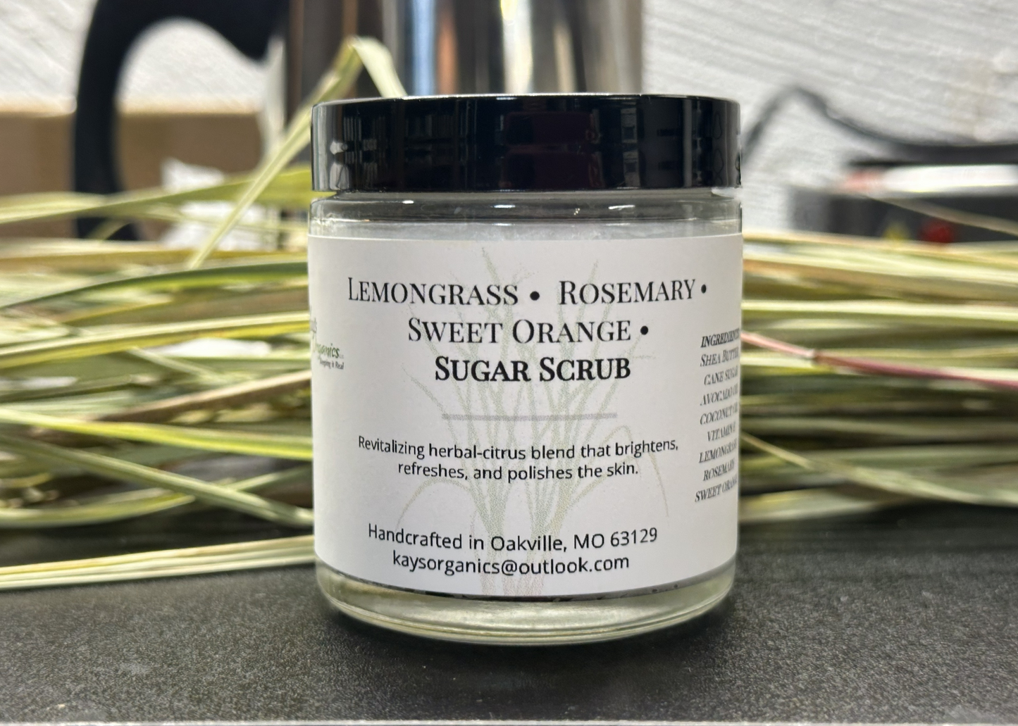 Whipped Shea Butter Sugar Scrub Lemongrass Rosemary and Sweet Orange